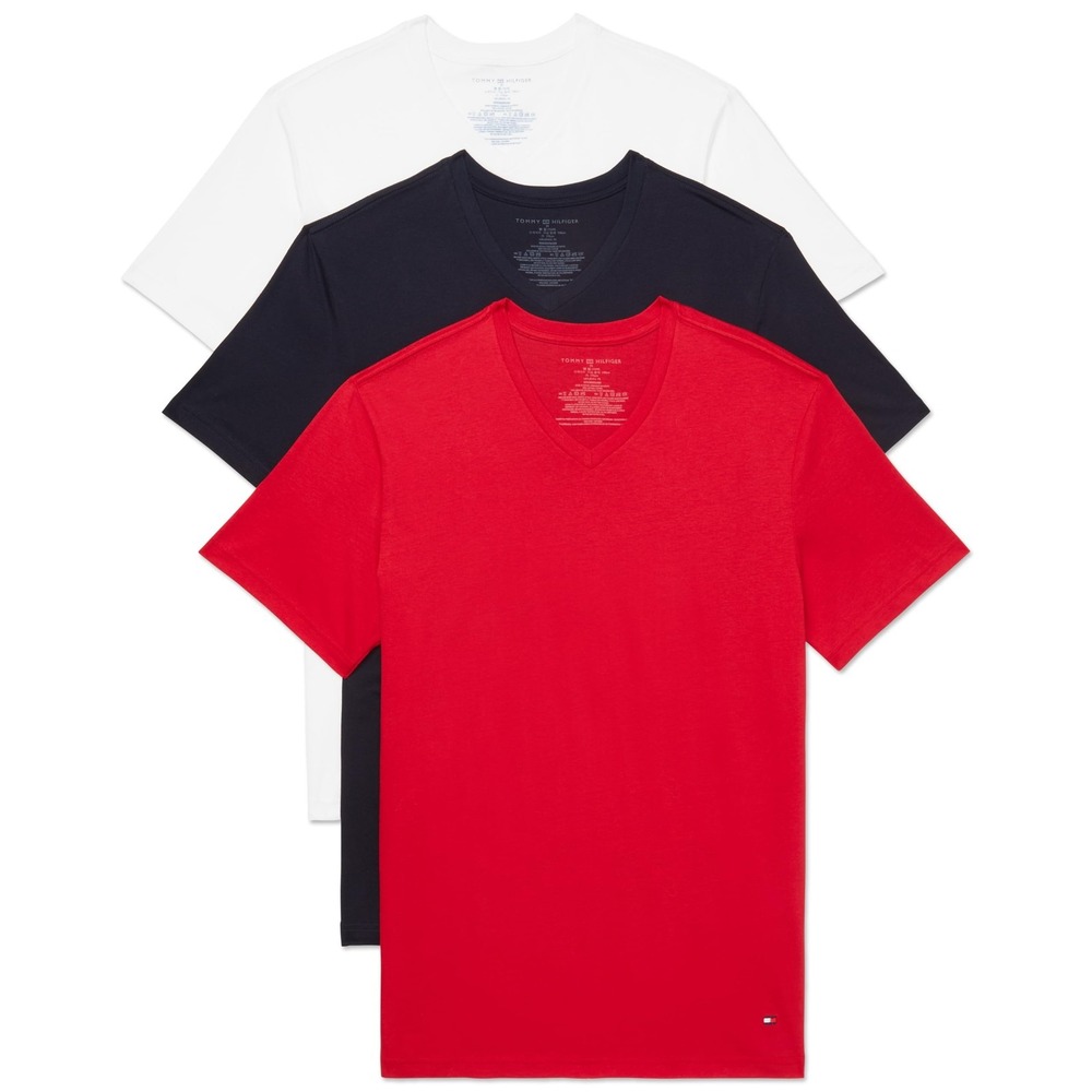 Tommy Hilfiger Men's Undershirts Classic 3 Pack Red White Black Size S Sealed - Picture 4 of 9